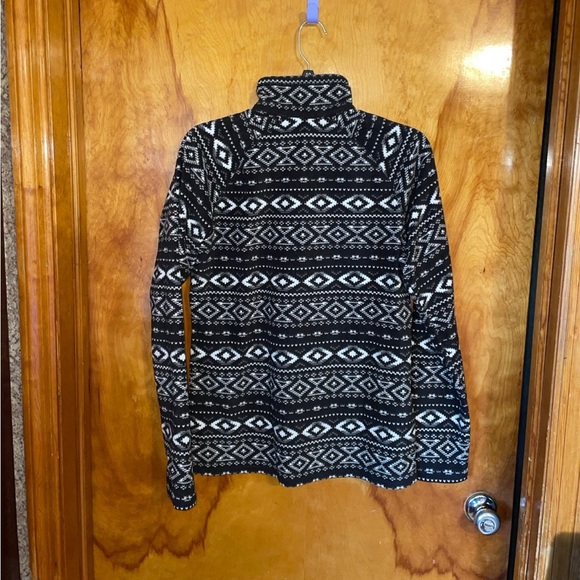 Eddie Bauer Fair Isle Fleece Quarter Zip Black/White Size Medium - Picture 8 of 8
